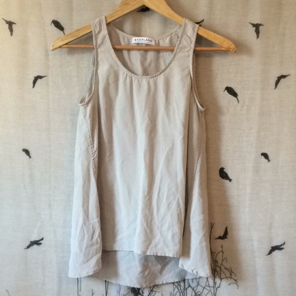 Everlane 100% Silk Beige High/Low Tank